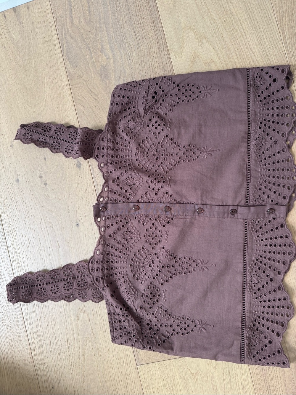 Joie Scalloped Eyelet Tank in Brown